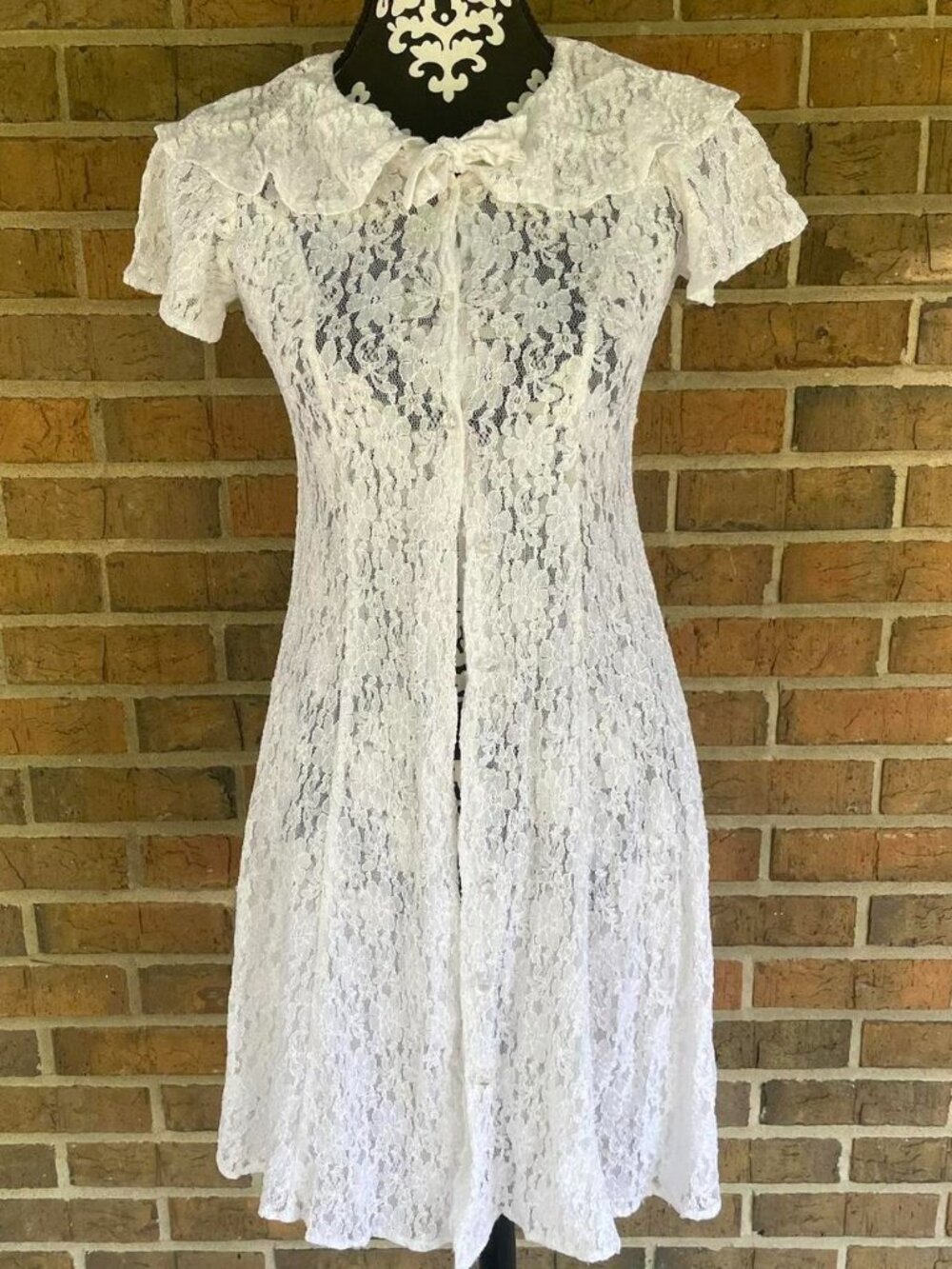 VTG 90's Jazz Kid's Lace Vampire Fantasy Button Front Dress Sz 12
